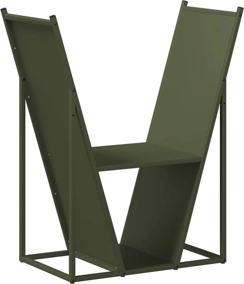 vidaXL Suport pentru lemne de foc Verde măsline Oțel laminat la rece