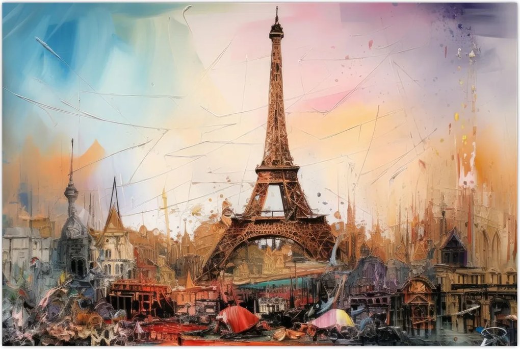 Tablou - Pictură a Turnului Eiffel (90x60 cm)