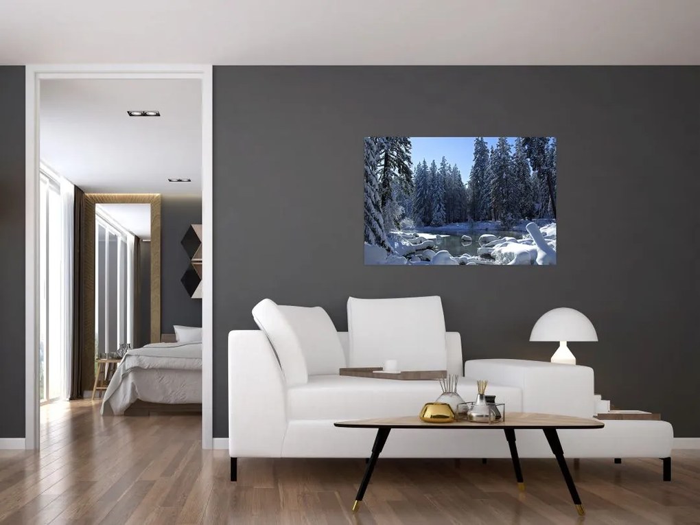 Tablou pădurii înzăpezite (90x60 cm)