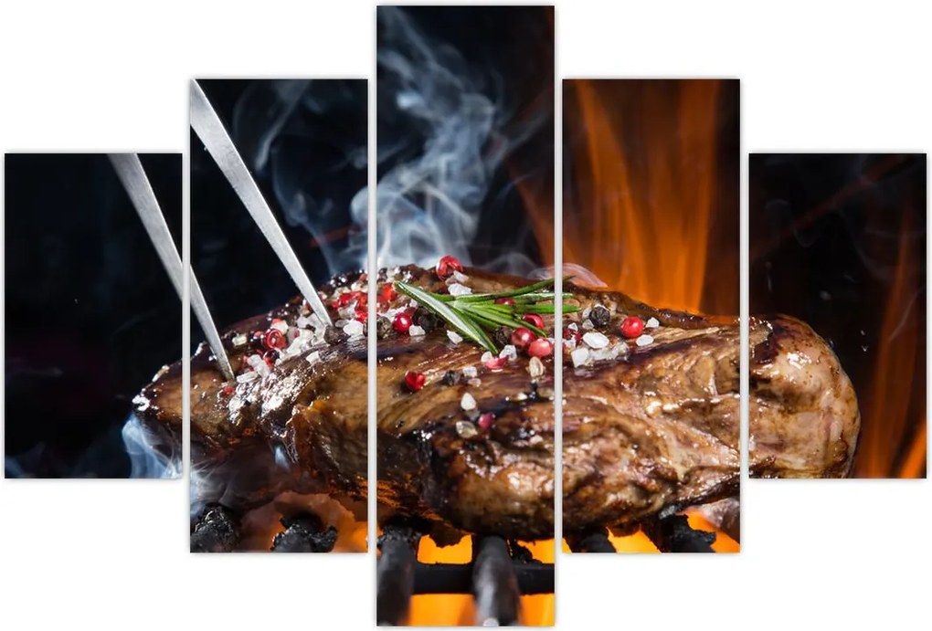 Tablou cu steac pe grill (150x105 cm)