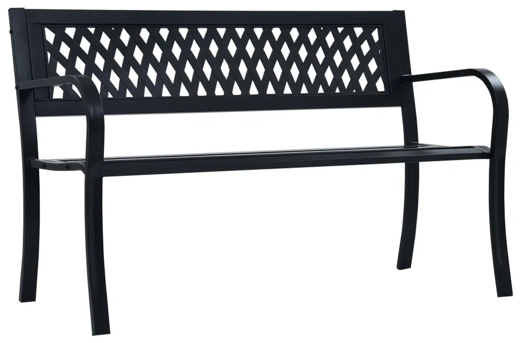 319582 vidaXL Bancă de grădină din oțel, negru, 120 cm
