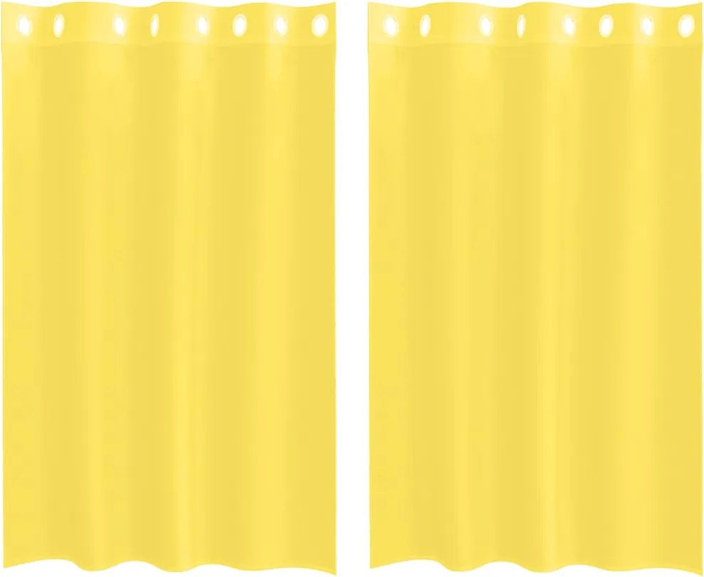vidaXL Perdele Voile cu Oelii 2 buc Galben