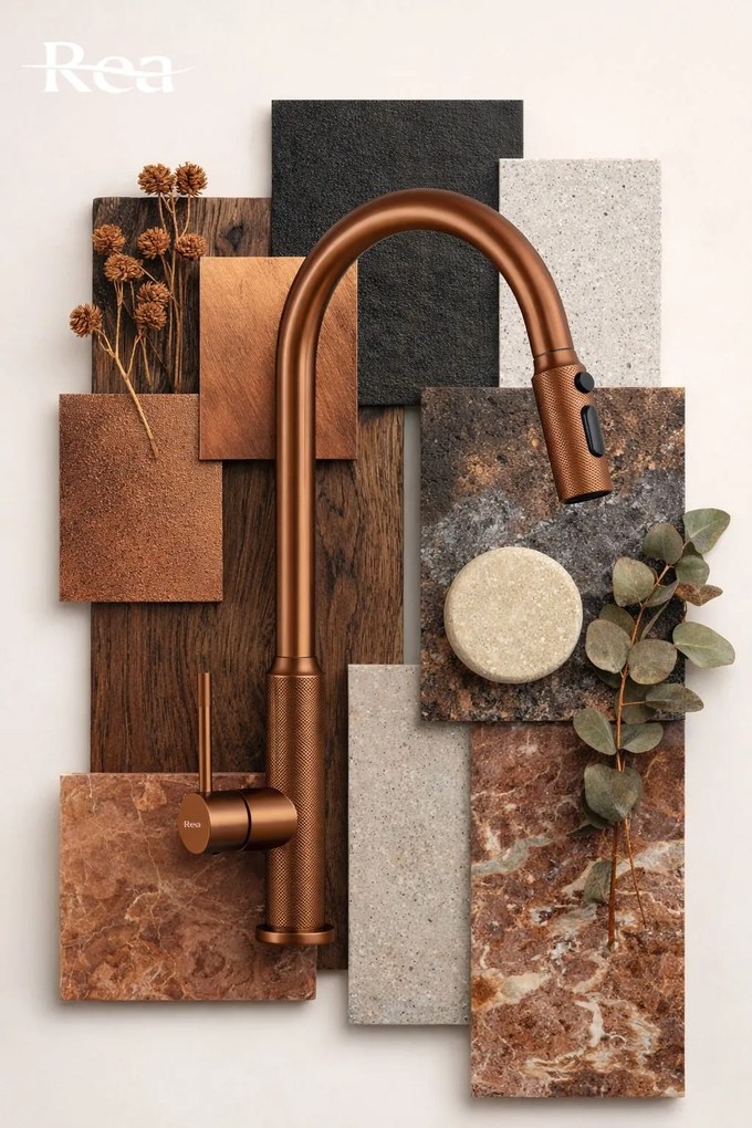 Baterie de bucătărie Rea Master Brush Copper