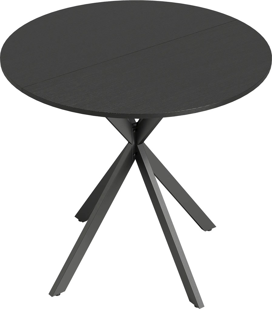 HOMCOM Masă Rotundă de Dining în Stil Industrial cu Picioare în Cruce din Oțel, Ø80x75 cm, Negru | Aosom Romania