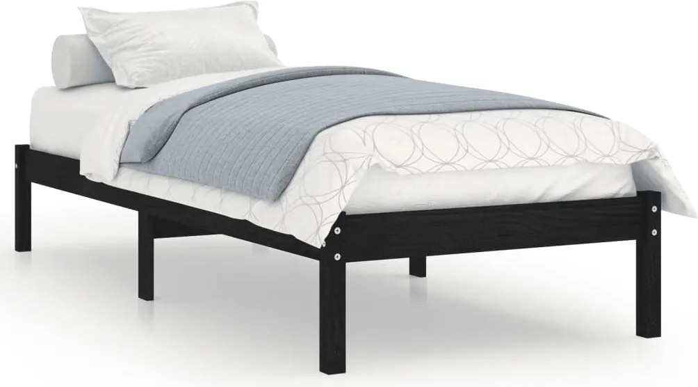 vidaXL Cadru de pat, 100x200 cm, negru, lemn masiv de pin