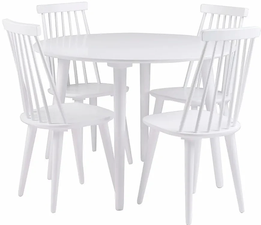 Masă de dining din lemn arbore de cauciuc Rowico Lottle, ⌀ 106 cm, alb