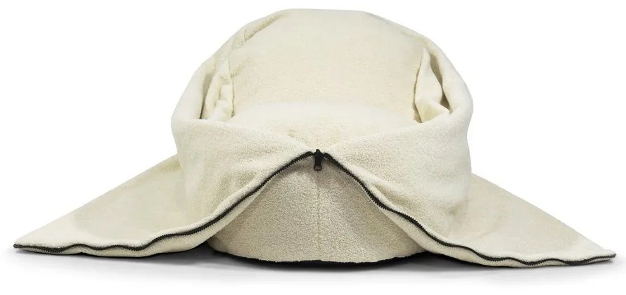 Fotoliu puf pentru copii crem cu tapițerie din țesătură bouclé Cocoon 80 – SLOWDOWN