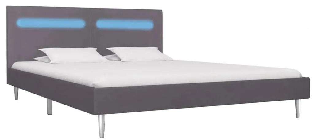 Cadru de pat cu LED-uri, gri, 180 x 200 cm, material textil Gri, 180 x 200 cm