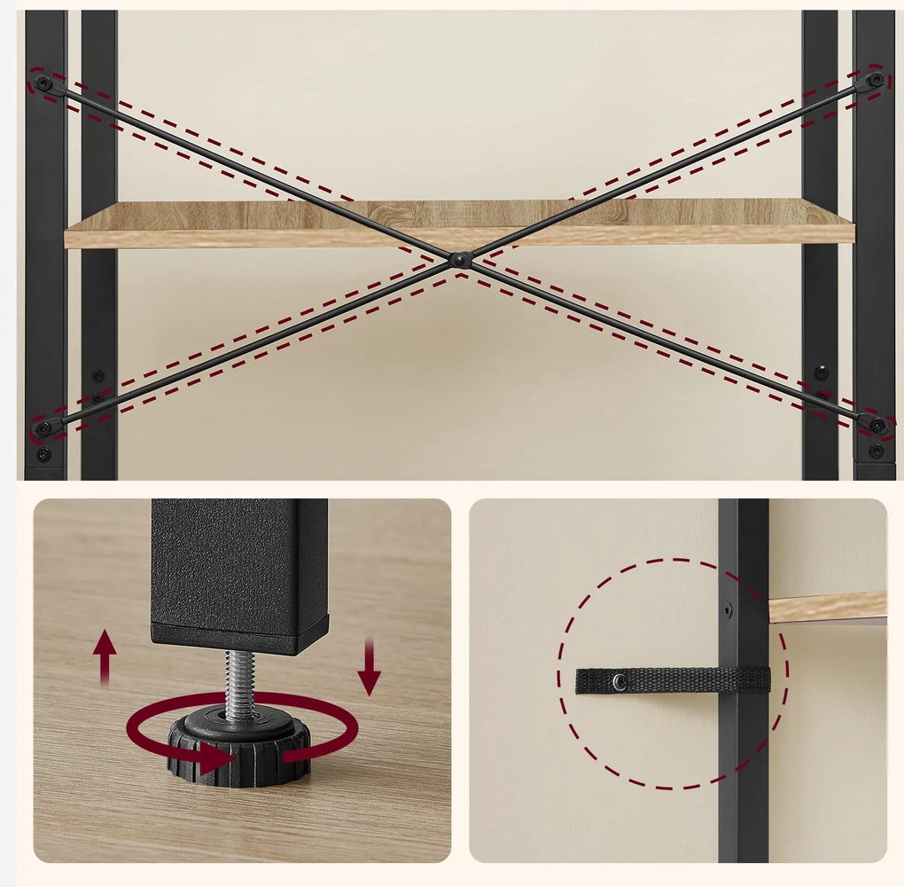 Biblioteca TAYLOR 6 rafturi 186x66 cm, rustic maro