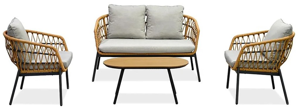 Set mobilier de grădină Artefactos (natural + gri deschis) (pentru 4 persoane). 1121231