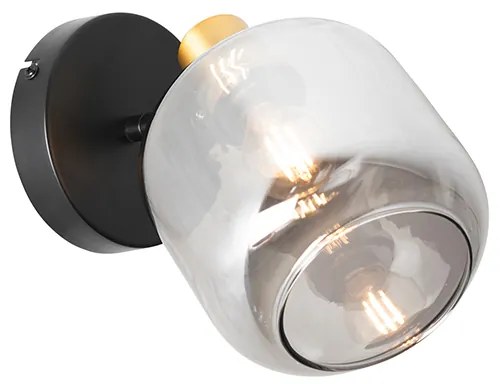 Spotlight de tavan de design negru cu auriu și sticlă fumurie - Zuzanna