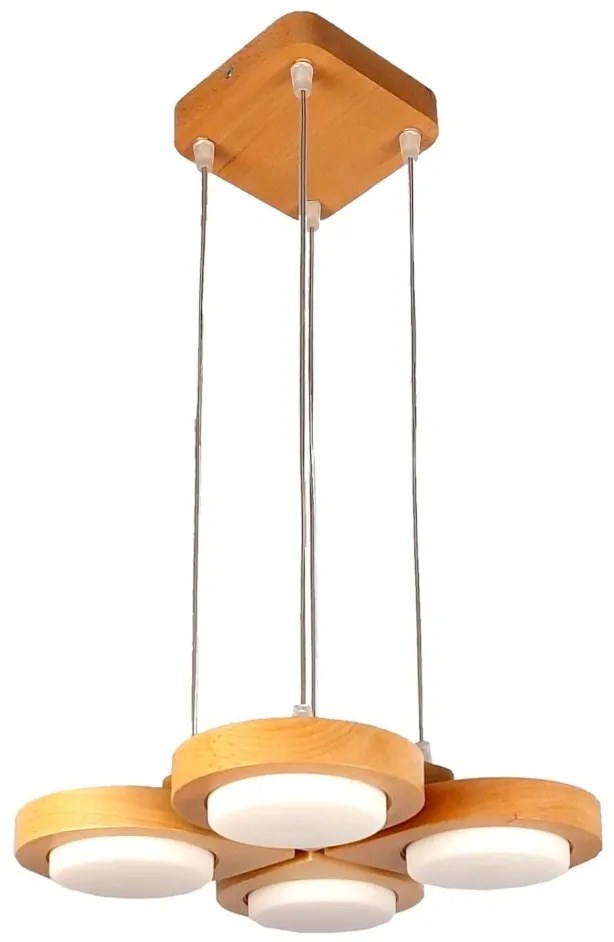 Lustra LED rustica fabricata manual din lemn LENS