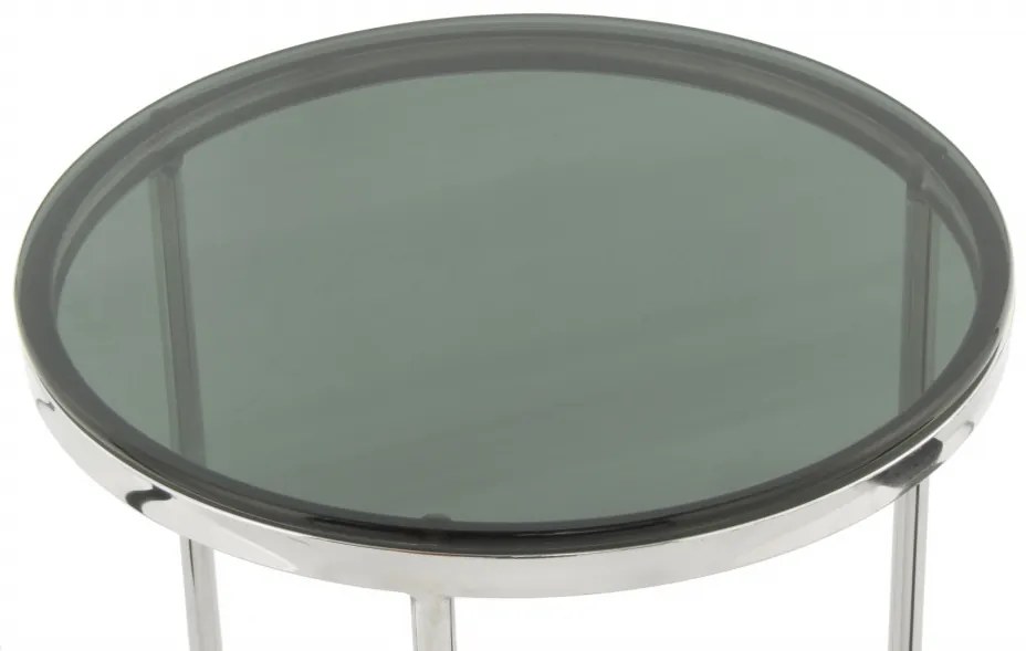 Masuta de cafea rotunda din sticla Wynona 40x40x42 cm negru/argintiu