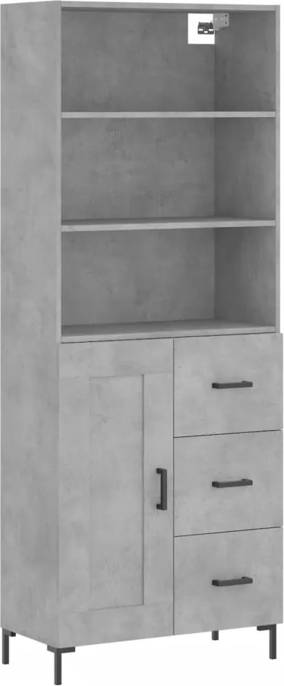 vidaXL Dulap înalt, gri beton, 69,5x34x180, lemn compozit
