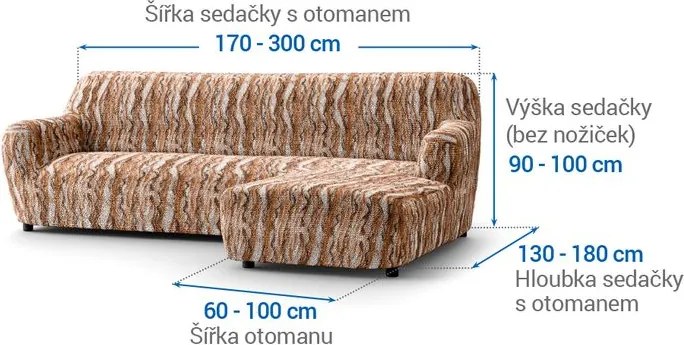 Gaico Huse bielastice OCEANO NOU cărămizii canapea cu otoman dreapta (l. 170 - 300 cm)