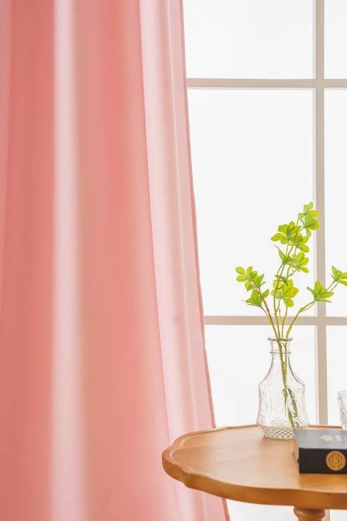 Perdea OXFORD LIGHT 140x250 cm, roz Agatat: Inele metalice