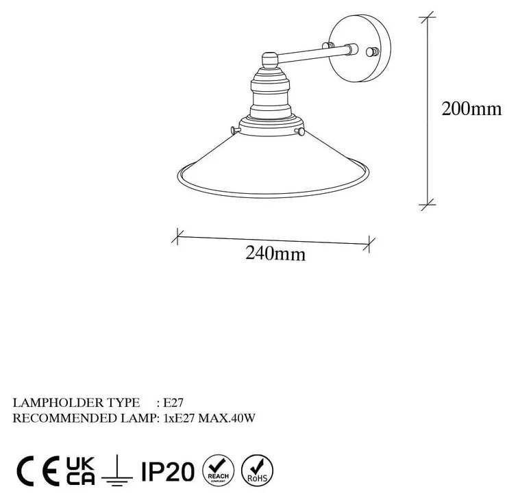 Aplică de perete aurie ø 24 cm Conical – Opviq lights