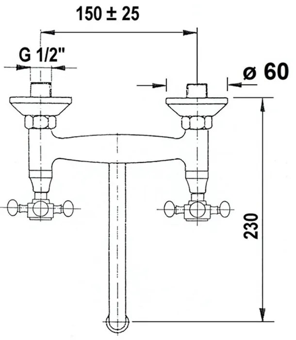 Baterie roz pentru chiuvetă cu montare pe perete (1 ieșire) Antea – Sapho