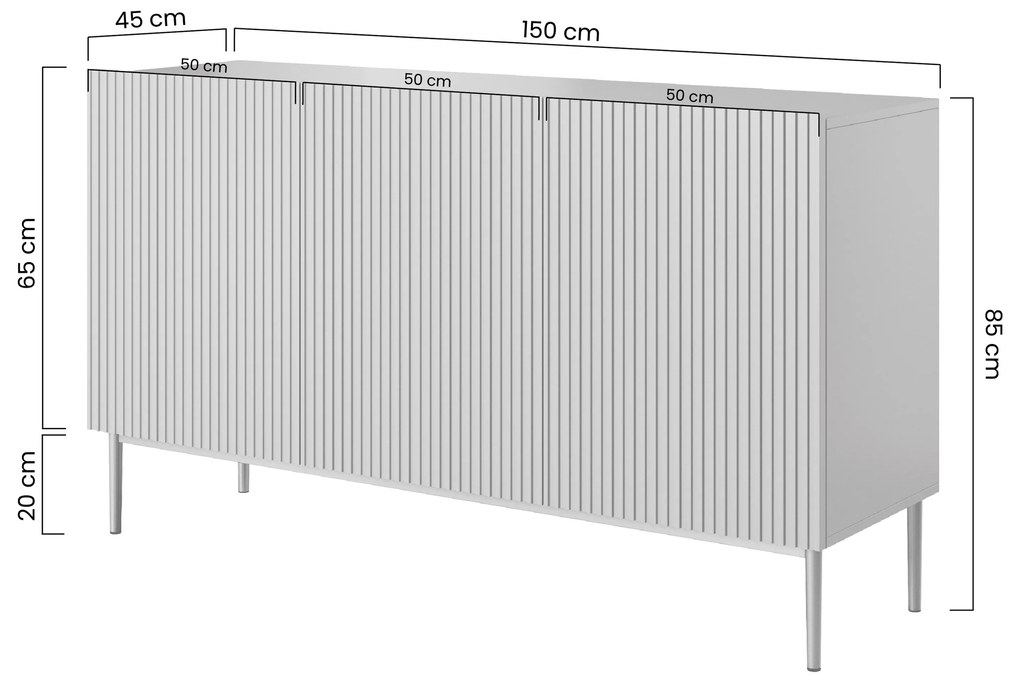 Comoda cu sertare Nicole 150 cm - MDF salvie / picioare negre