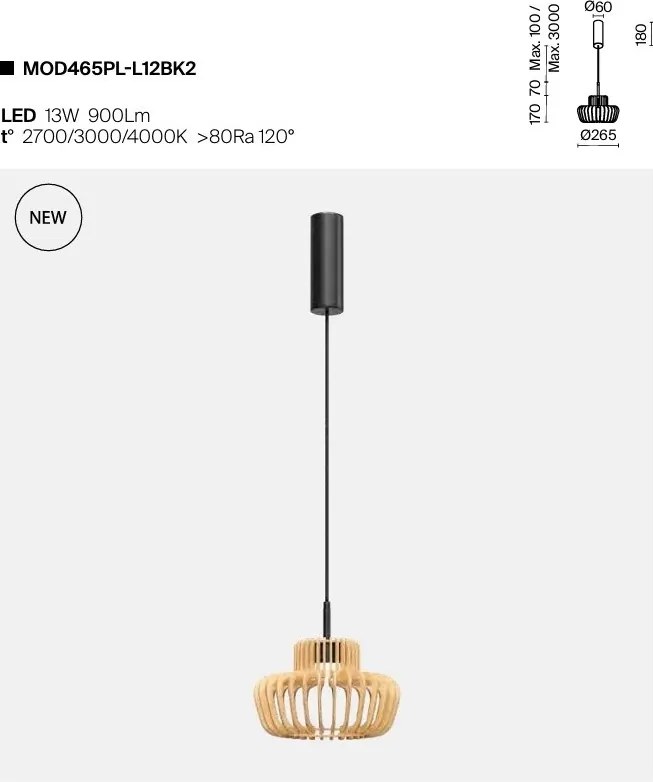 Lustra LED design japonez din lemn Namiki