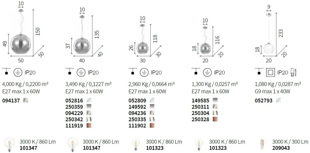 Pendul Glob diametru 40cm NEMO SP1 D40 RAME 111919