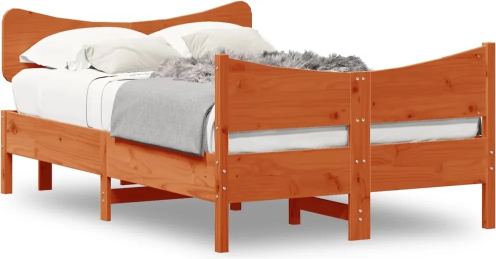 vidaXL Cadru pat fără saltea, maro ceruit, 120x190 cm, lemn masiv pin