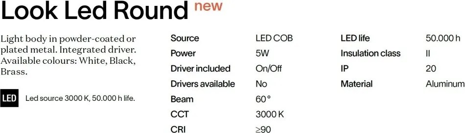 Pendul LOOK LED SP1 ROUND D16 H250 ON-OFF NERO 3000K