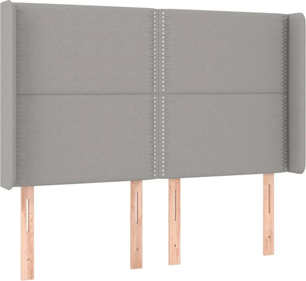 vidaXL Tăblie de pat cu aripioare gri deschis 147x16x118/128 cm textil