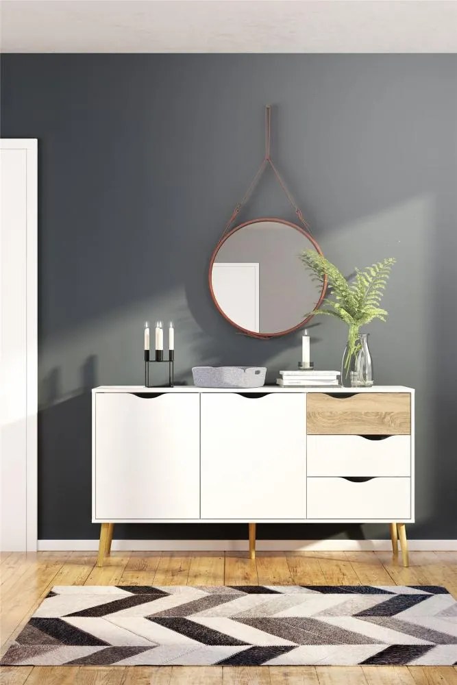 Comoda alba OSLO 75381 cu 3 sertare