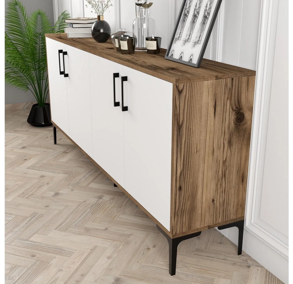 Dulap Kloe (Alb + lemn de nuc). 1088453