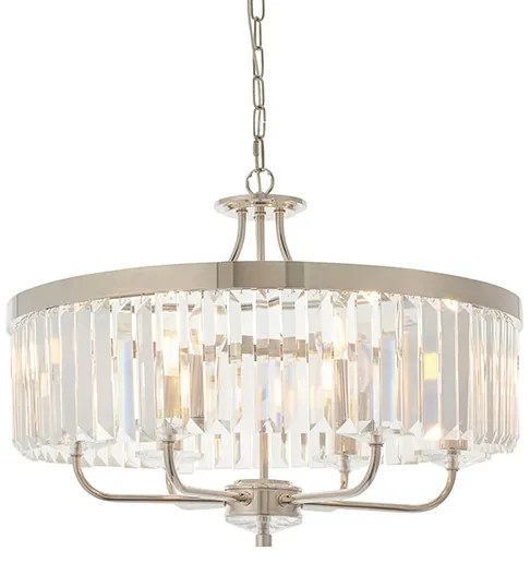 Endon 90263 - Candelabru Chesterfield pe lanț, 6 x E14, 6 W, 230 V, diametru 55 cm, crom lucios