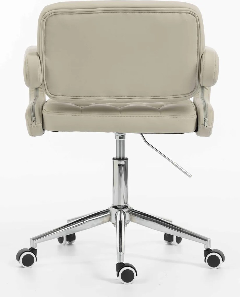 HR8403K Scaun Ecru Piele Ecologica Premium Soft cu Bază Cromata