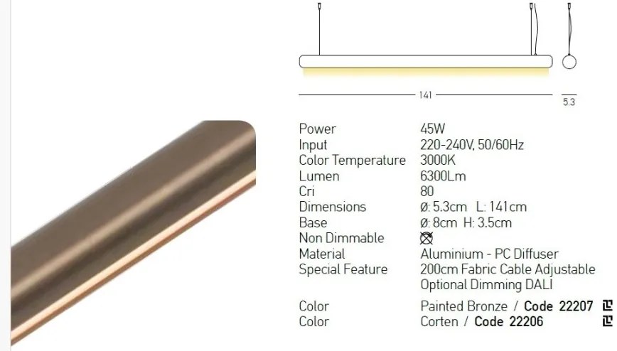 Lustra LED suspendata design liniar BRONZE 45W