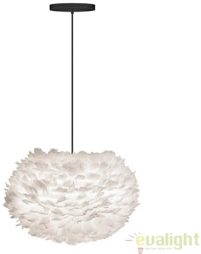 Abajur modern cu pene de gasca EOS alb, 45cm