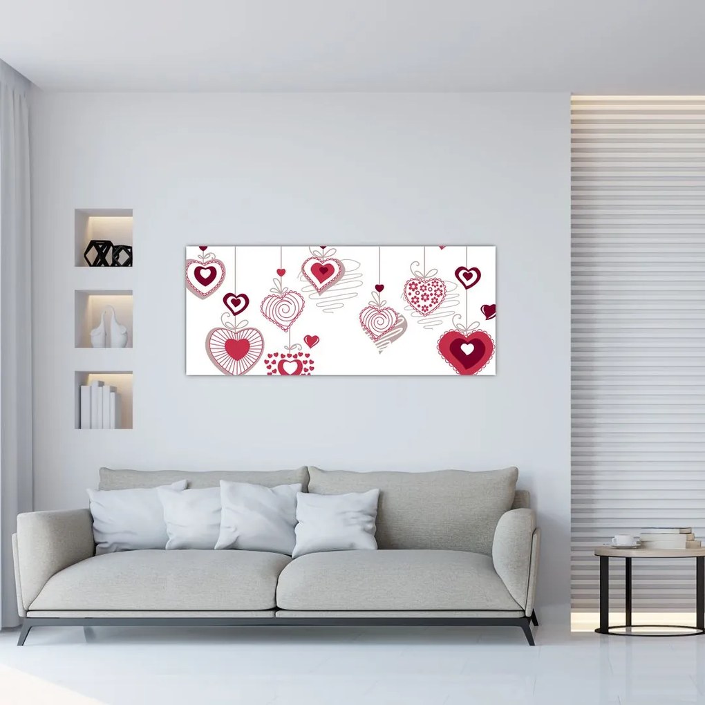 Tablou cu inimiore pictate (120x50 cm)