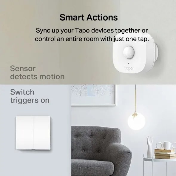 TP-Link - Întrerupător inteligent dublu pentru iluminat, Wi‑Fi, alimentat cu 2 baterii AAA