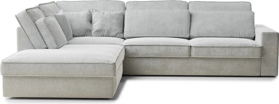 Colțar gri deschis cu tapițerie din chenille (cu colț pe partea stângă/în formă de ”L”) Kirou – Maison de Rêve