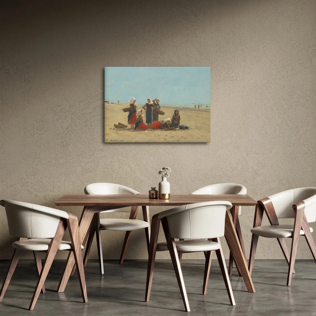 Tablou - Eugène Boudin, Women on the Beach at Berck, reproducere (70x50 cm)
