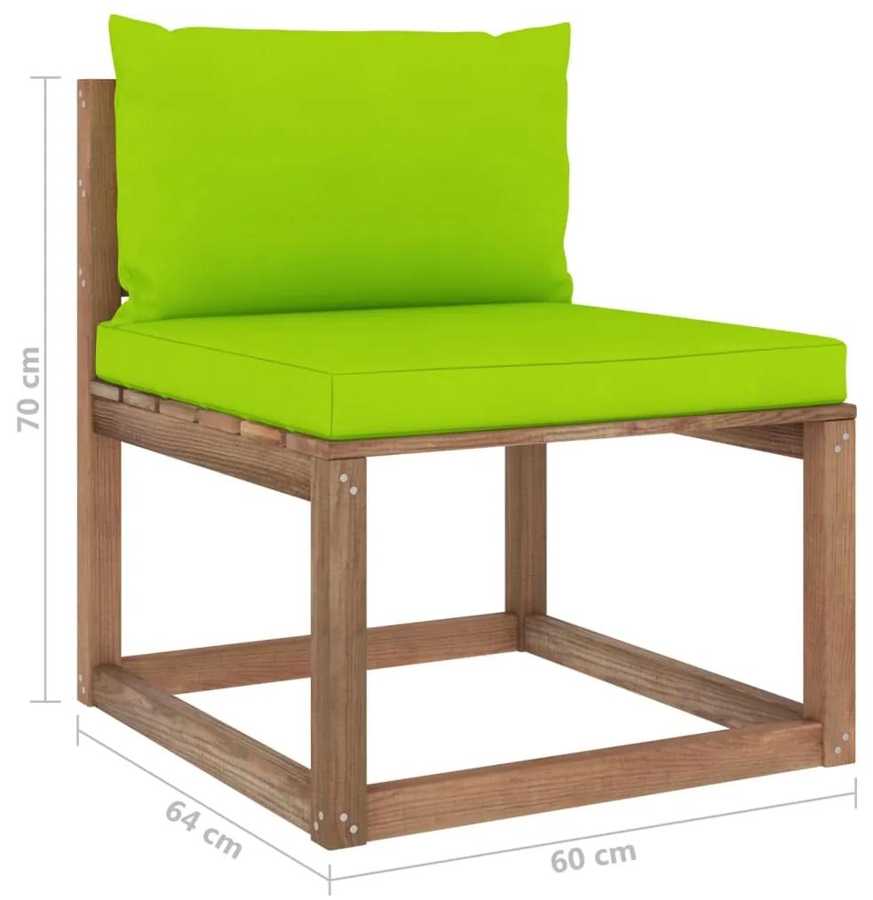 Set mobilier gradina paleti cu perne, 6 piese, lemn pin tratat verde aprins, 2x colt + 2x mijloc + 2x masa, 1