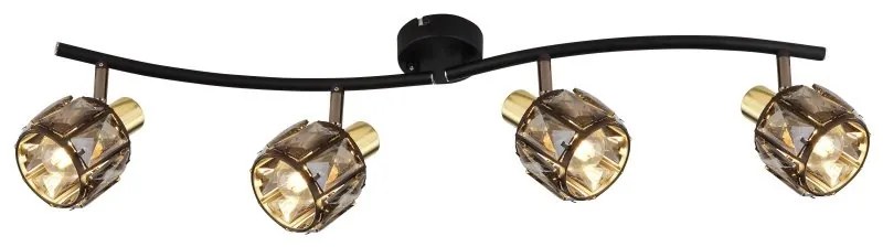 Plafoniera cu 4 spoturi design modern INDIANA auriu, negru