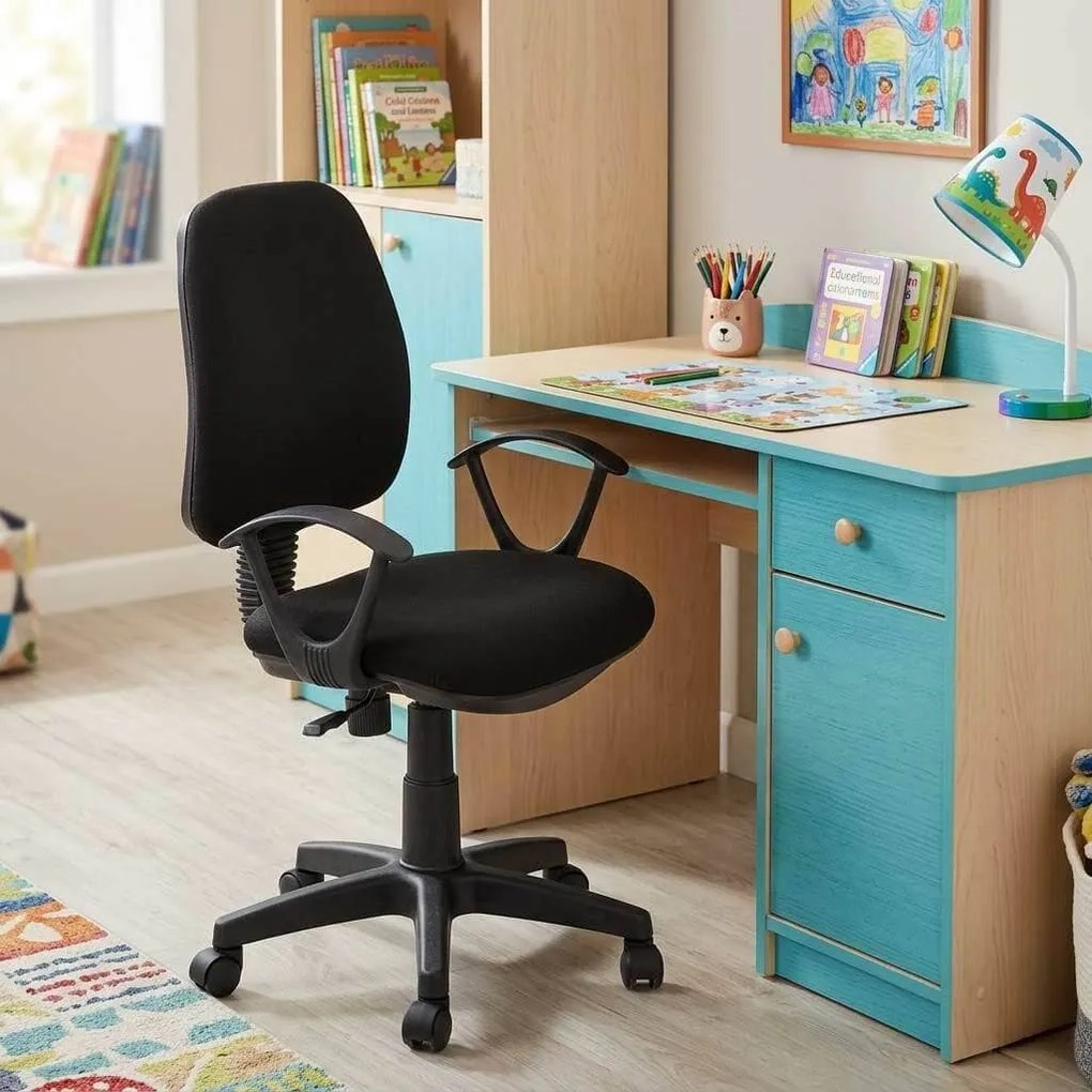 Scaun birou OFF 326 – Confort ergonomic, design simplu, tapițerie textilă, negru