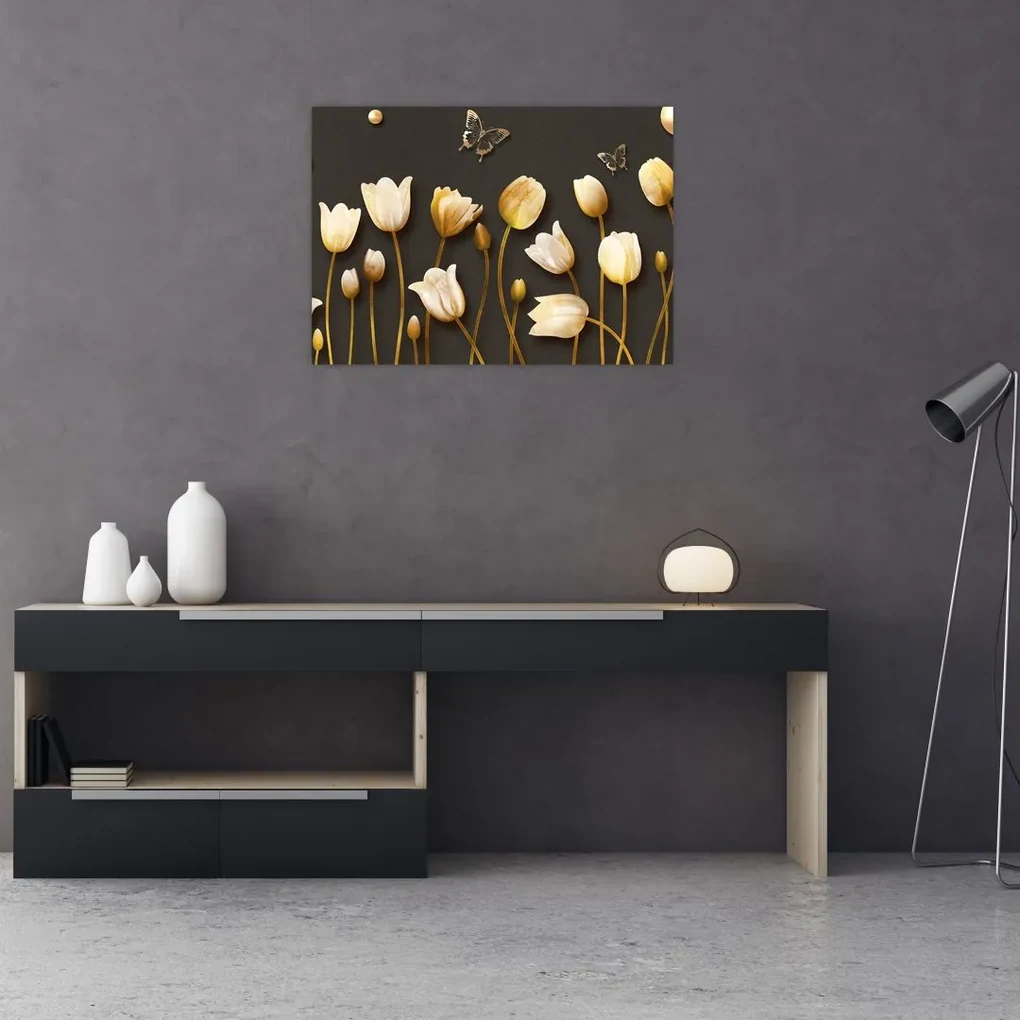 Tablou - Lalele - abstract (70x50 cm), în 40 de alte dimensiuni noi