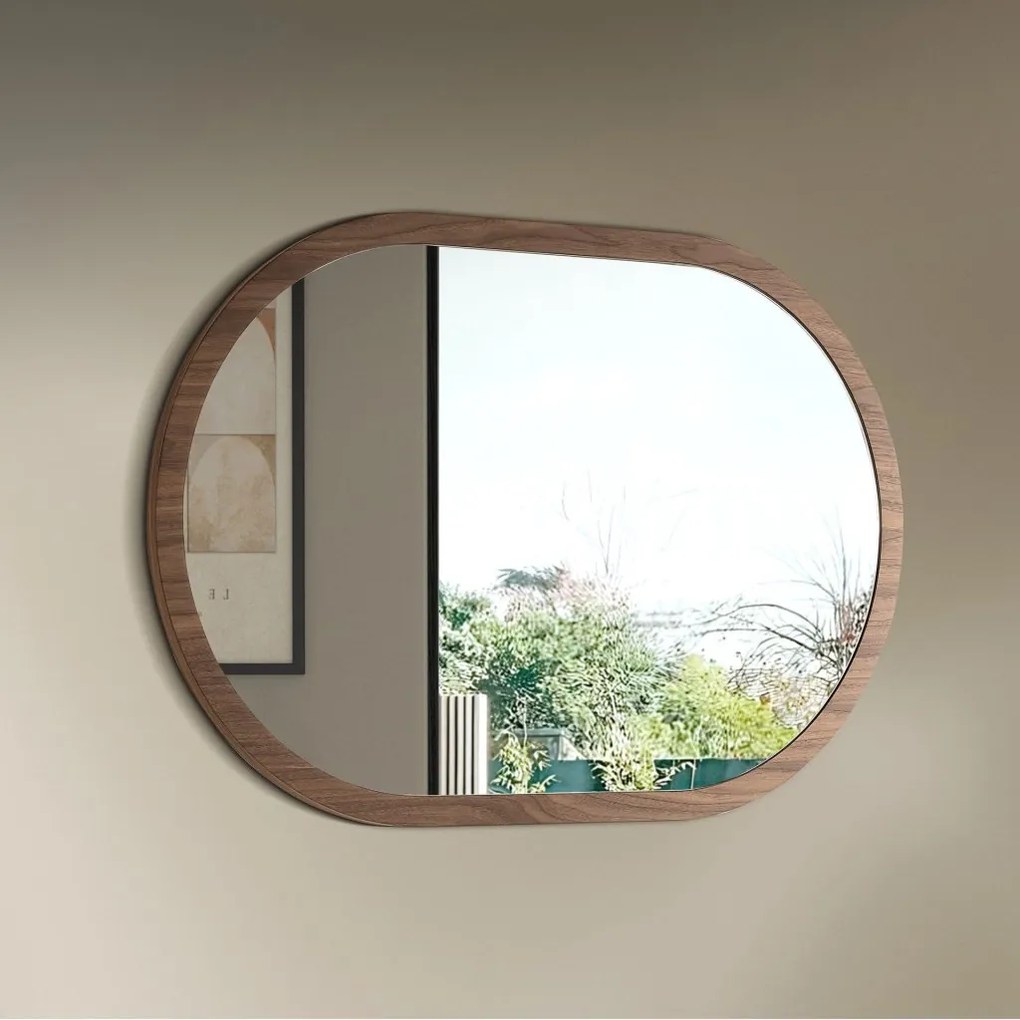 Oglinda decorativa design LUX Oval Walnut