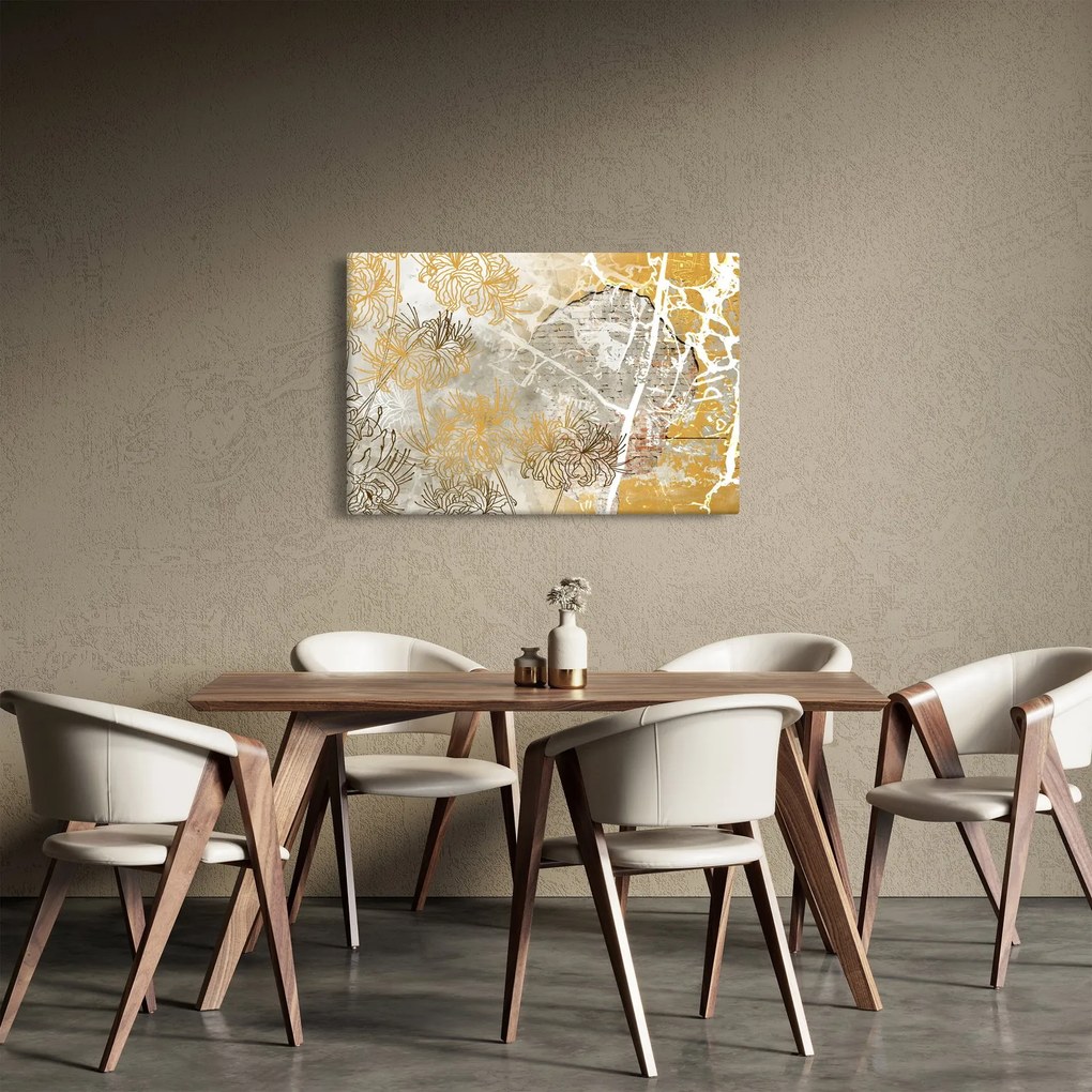 Tablou - Vintage perete cu flori (90x60 cm)