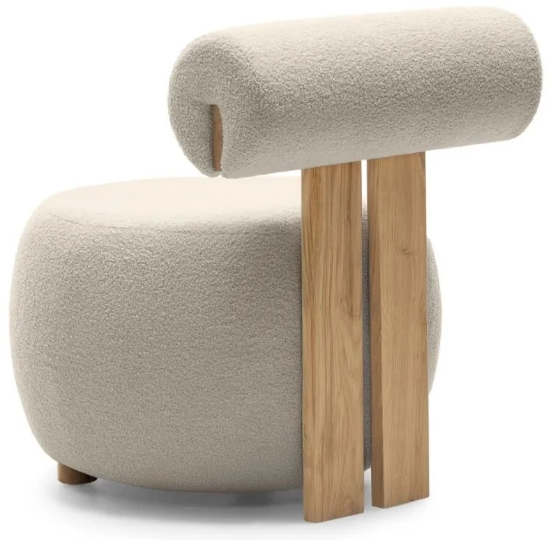 Fotoliu design bej HANNA, stejar