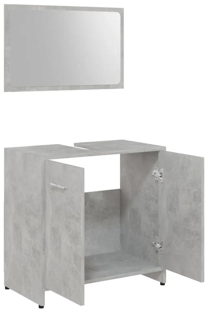 Set mobilier baie, 4 piece, gri beton, PAL Gri beton