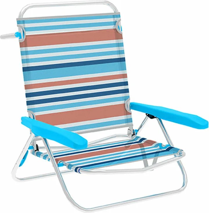 Marbueno Săculeț Pliabil 5 Poziții Aluminiu Dungi Portocalii și Albastre 63X76X78 cm