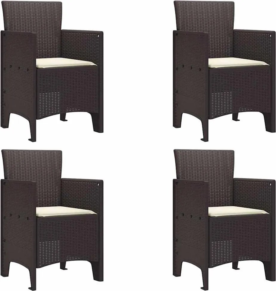 vidaXL Scaun pentru Grădină 4 pcs Maro Dimensiune: 53 x 49 x 85 cm