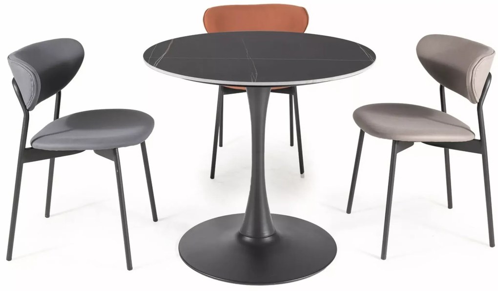 Scaun de dining cu picioare negre DAN gri