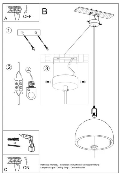 Sollux SL.0847 - Pendul PABLITO 1xE27/60W/230V beton pe cablu
